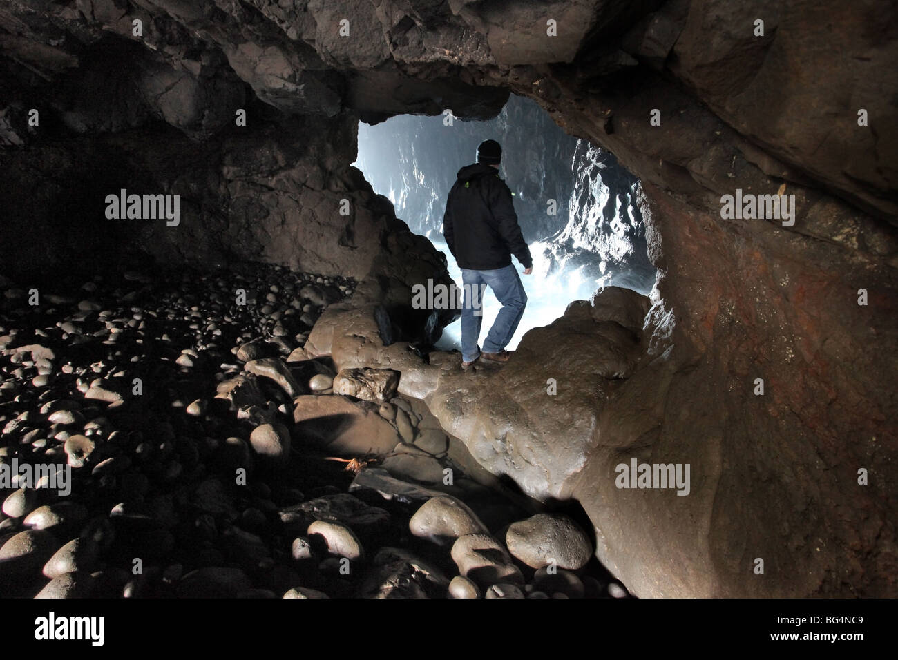 Grotta Portcoon, Giant's Causeway, County Antirm Foto Stock