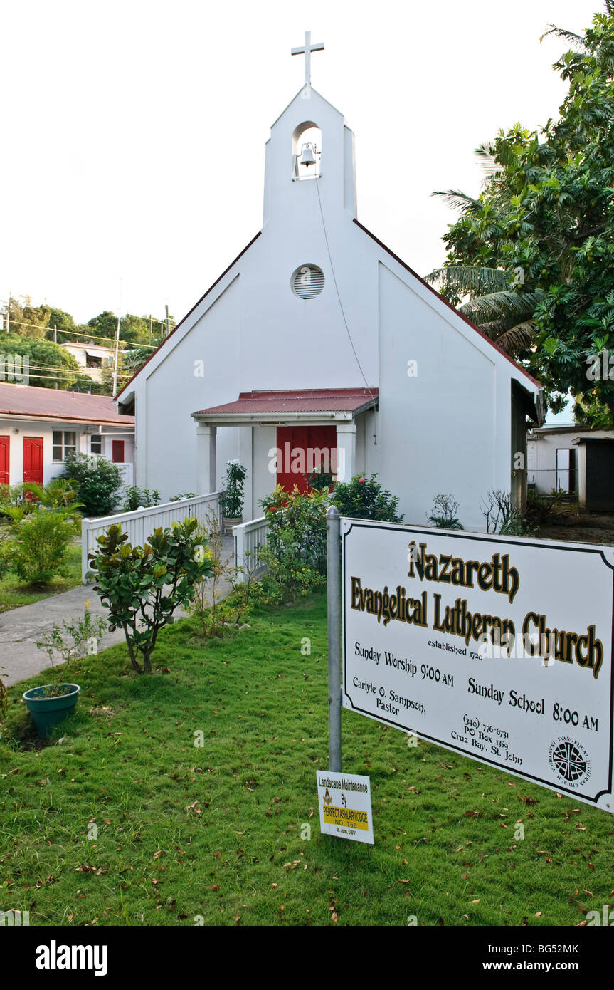 San Giovanni, Isole Vergini americane - Nazareth Chiesa Evangelica Luterana in Cruz Bay St John Foto Stock