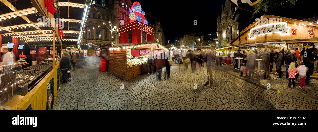 Mercato di Natale, Albert Square, Manchester REGNO UNITO Foto Stock