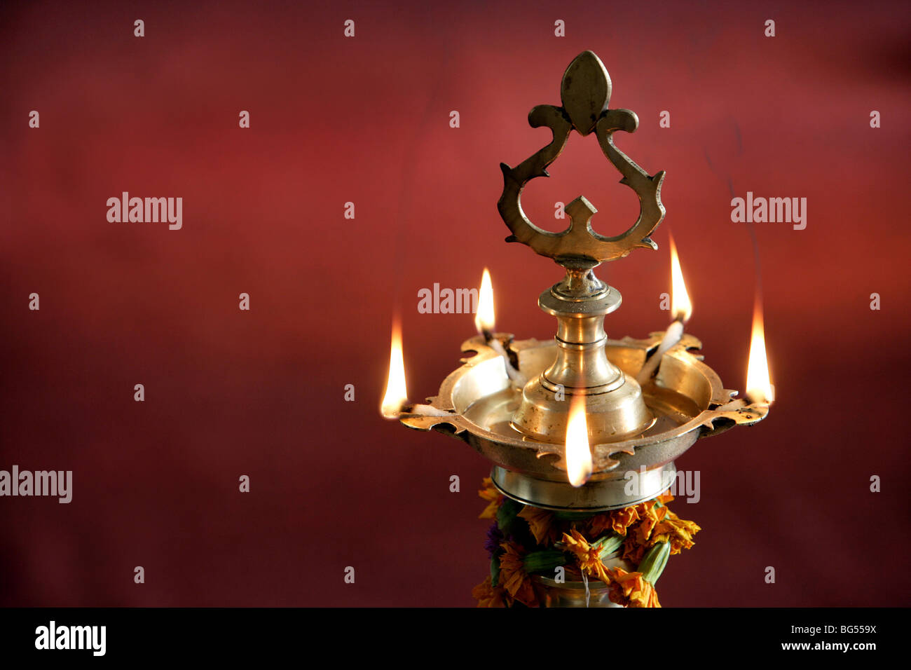 Candela di olio, la sacra fiamma, India Foto Stock