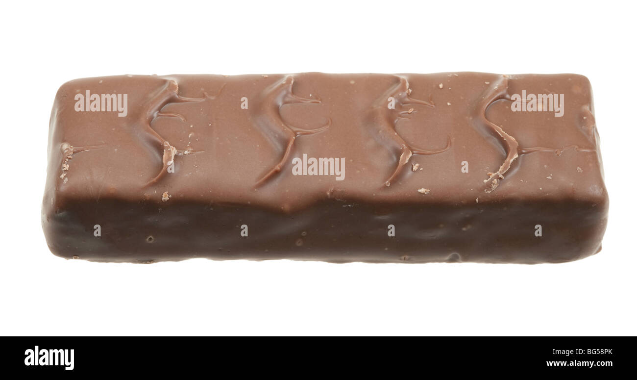 Barra di cioccolato isolato su sfondo bianco Foto Stock