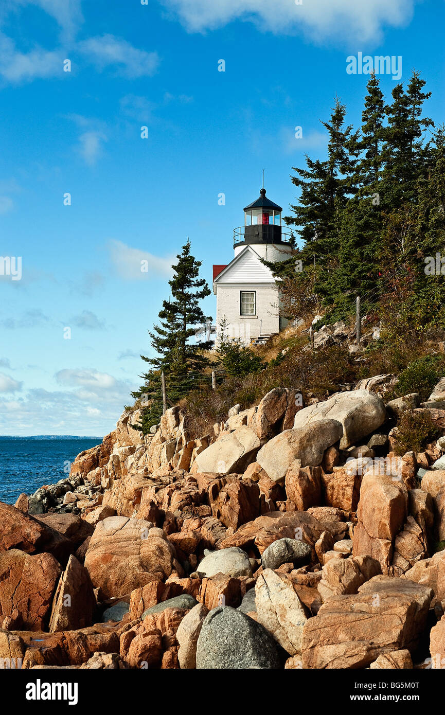 Porto basso luce, bass Harbour, il parco nazionale di Acadia, Maine, Stati Uniti d'America Foto Stock