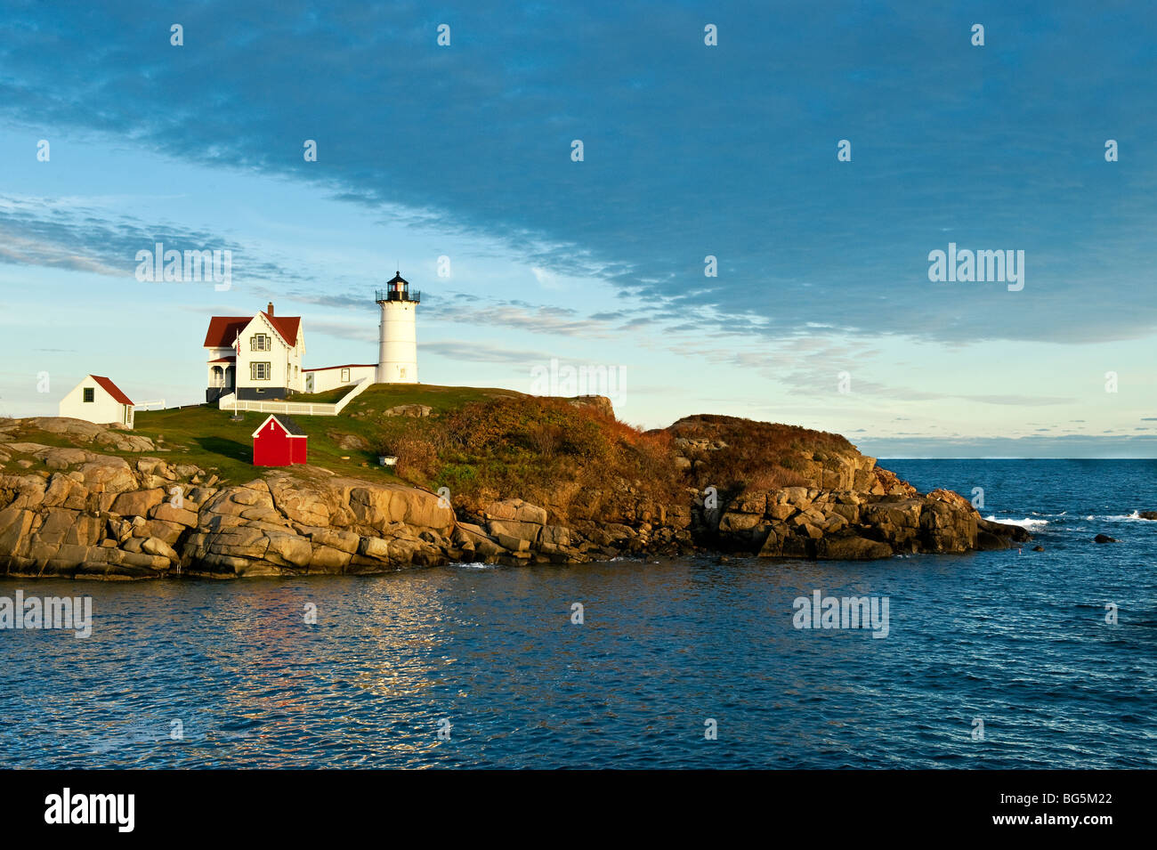 Nubble luce, cape neddick, York, Maine, Stati Uniti d'America Foto Stock