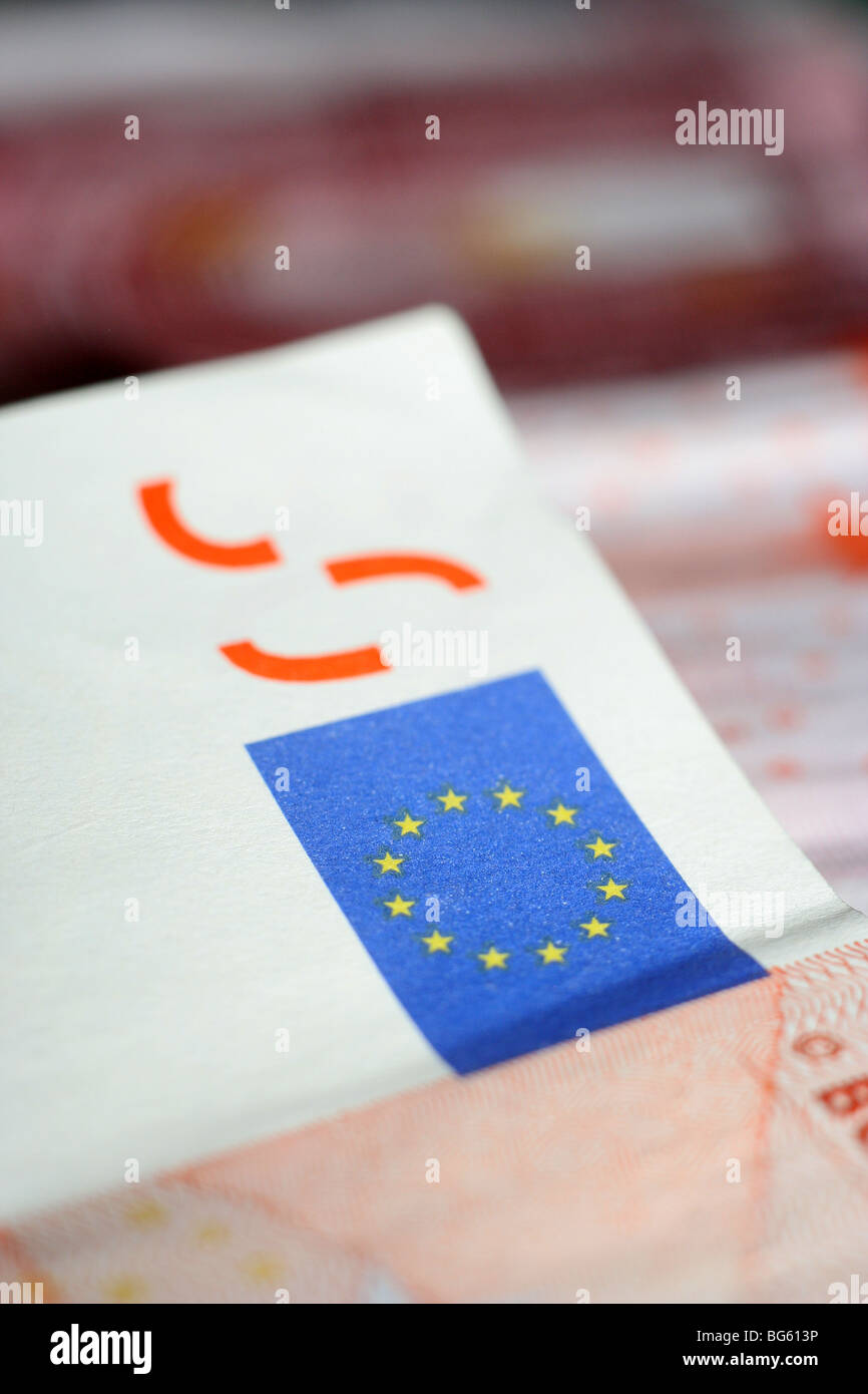 Gli elementi di protezione in euro bill. Foto Stock