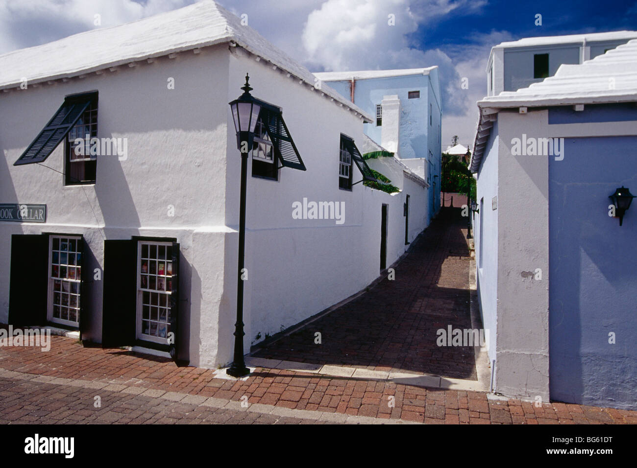 Vicolo nel centro storico di St Georges, Bermuda Foto Stock