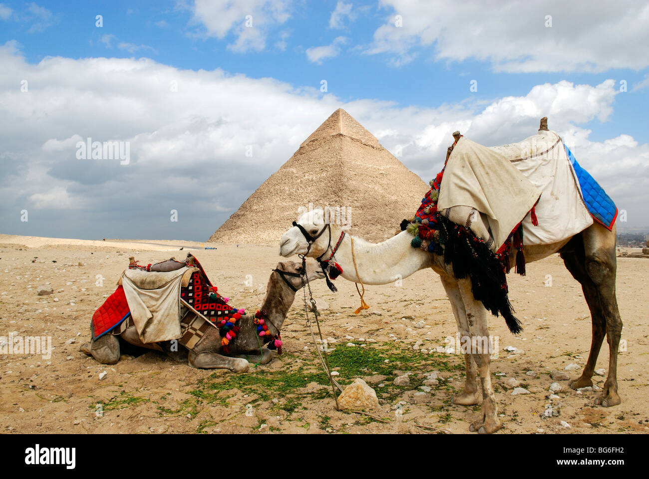 Vista la grande Piramide di Khufu a Giza, Egitto Foto Stock