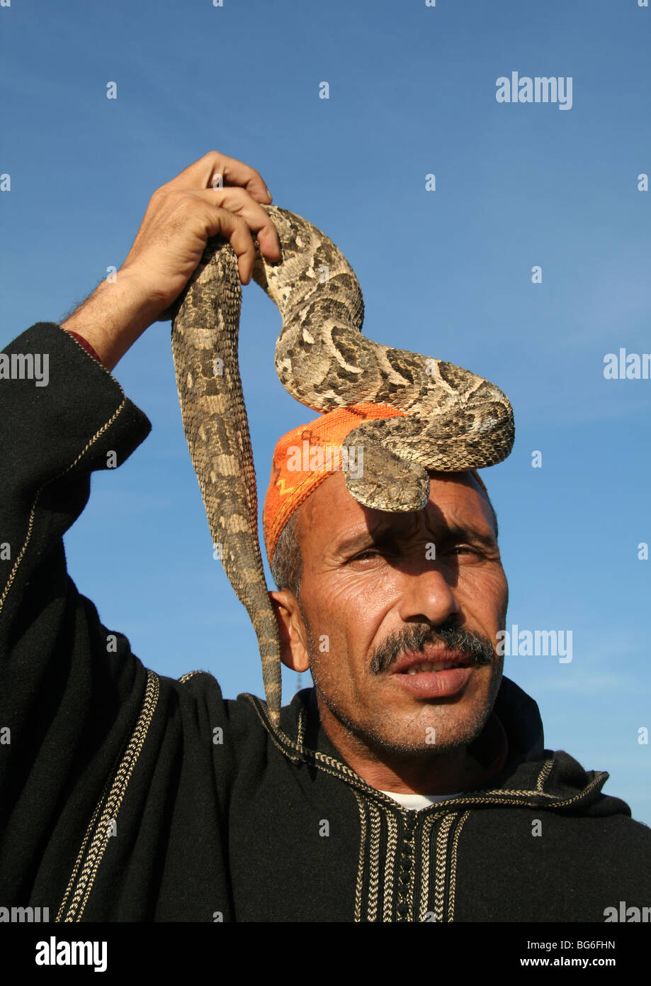 Jemaa el Fna incantatore di serpente Foto Stock