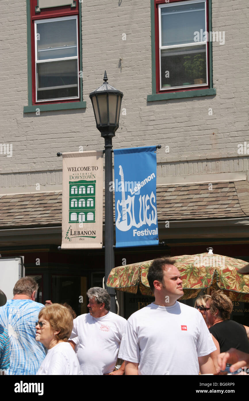 Banner per il Libano Ohio e il Libano Blues Festival. Foto Stock