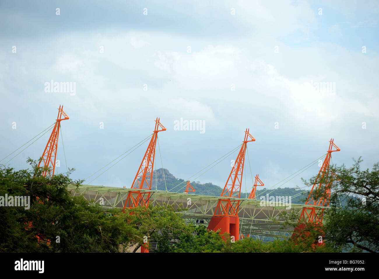 Giraffe strutture al Mbombela Stadium di Nelspruit , Sud Africa. Una delle città ospitante per la Coppa del Mondo FIFA 2010 Foto Stock