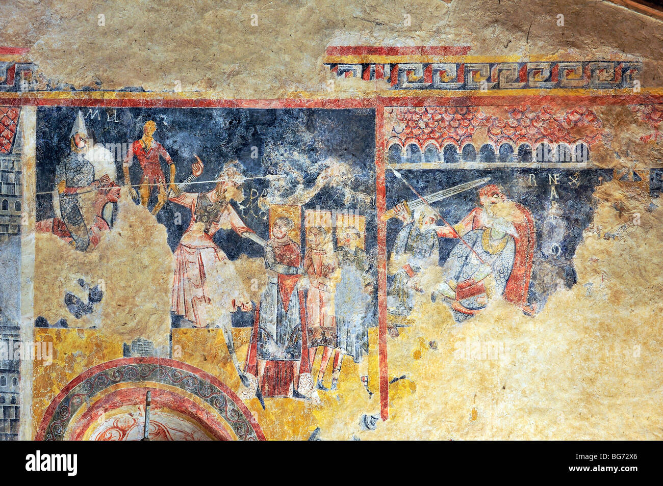 Pre romana chiesa Saint Martin des Puits, Aude, Francia; lotta contro la Nabuchodonosor. Foto Stock