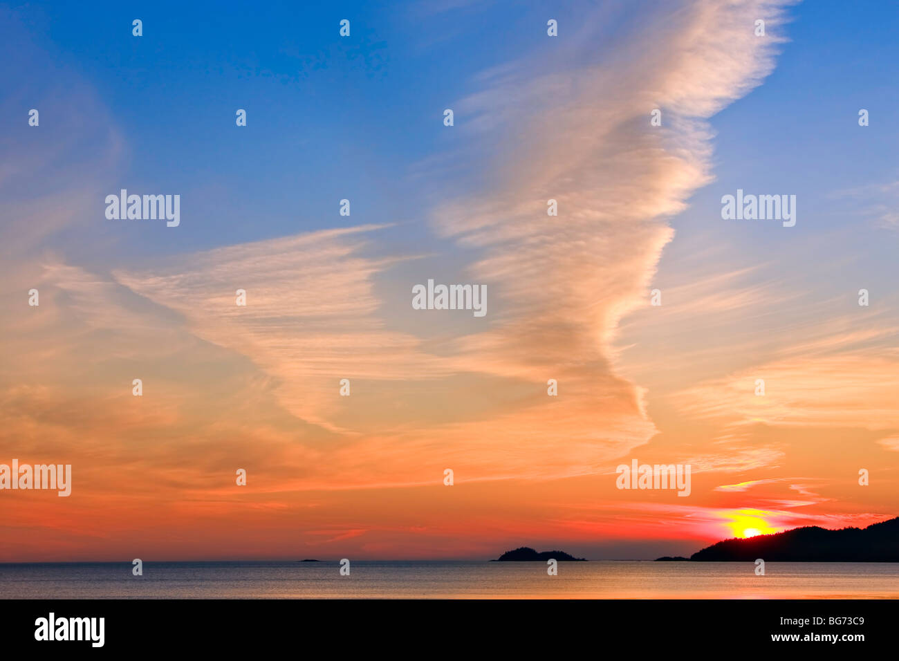 Agawa Bay al tramonto, Lago Superiore, Lago Superior parco provinciale, Ontario, Canada. Foto Stock