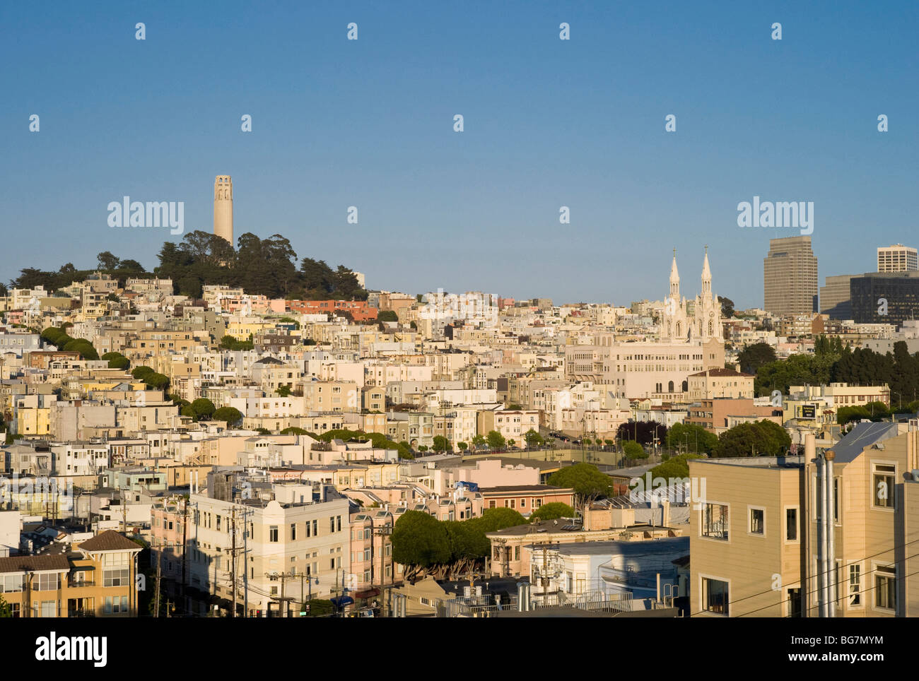 North Beach, Coit Tower, San Francisco, California, Stati Uniti d'America Foto Stock