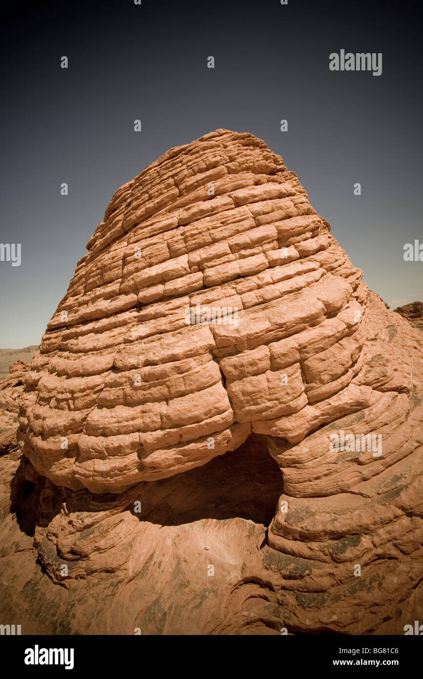 Formazione di roccia presso il Parco della Valle di Fire State, Nevada, STATI UNITI D'AMERICA Foto Stock