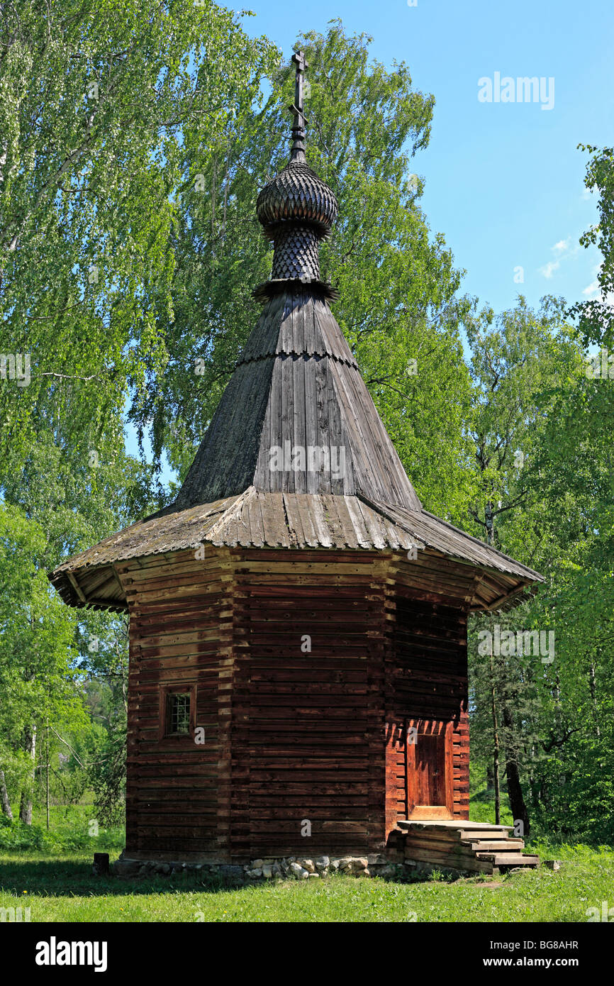 Chiesa di legno vicino la Nuova Gerusalemme monastero, Istria, regione di Mosca, Russia Foto Stock