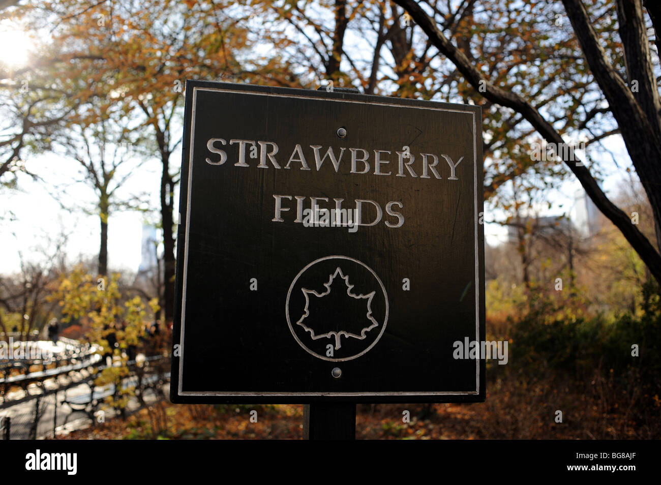 Strawberry Fields memorial area ex Beatle John Lennon al Central Park di New York STATI UNITI D'AMERICA Foto Stock