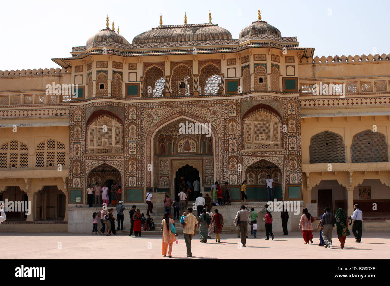 Forte Amber opera d'arte ingresso maharaja palace design dome Foto Stock