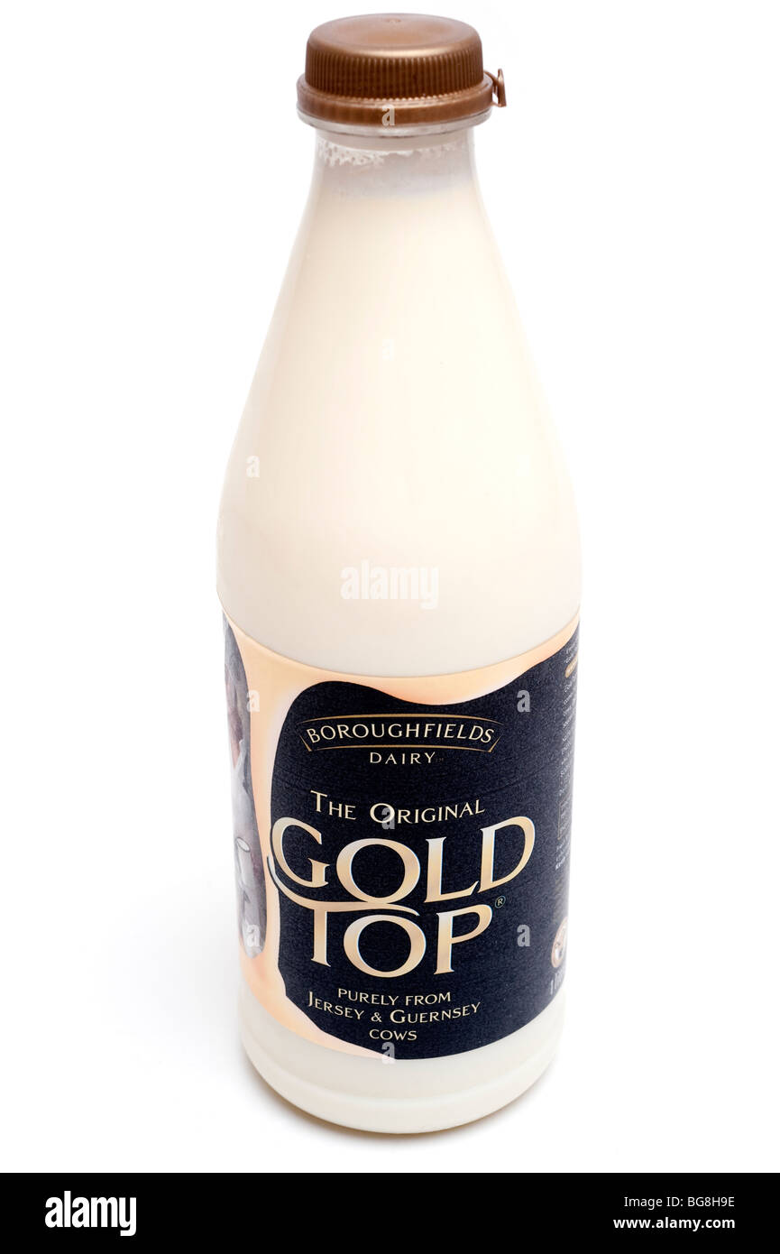 Originale Boroughfield Gold Top di Jersey e di Guernsey latte intero Foto Stock