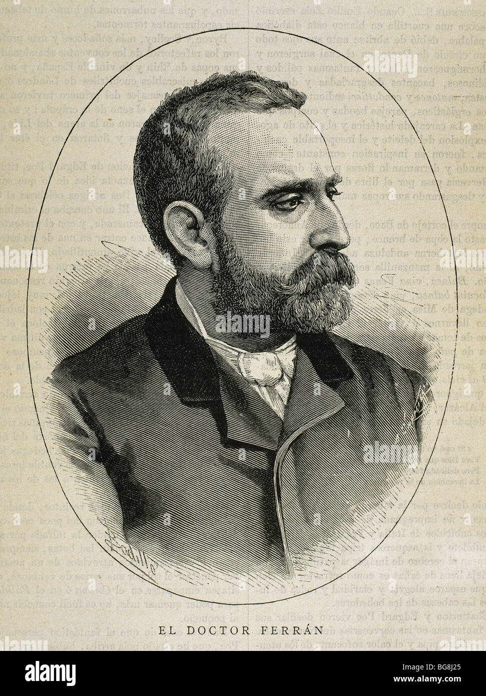 FERRAN, Jaime (1852-1929). Bacteriologist spagnolo. Incisione di A. Carretero. Foto Stock