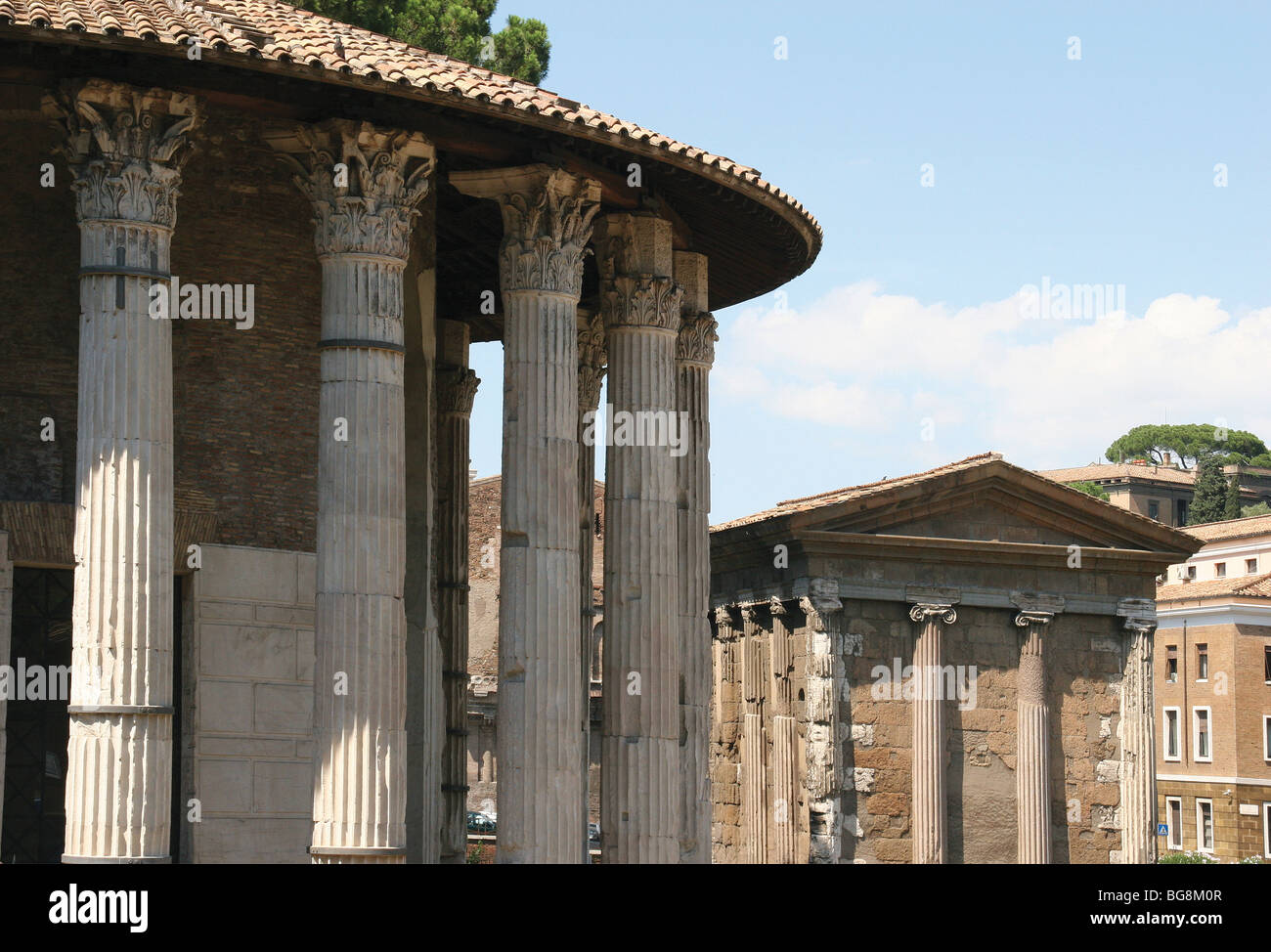 La circolare tempio di Ercole Vincitore (precedentemente pensato per essere un tempio di Vesta). Roma. Foto Stock