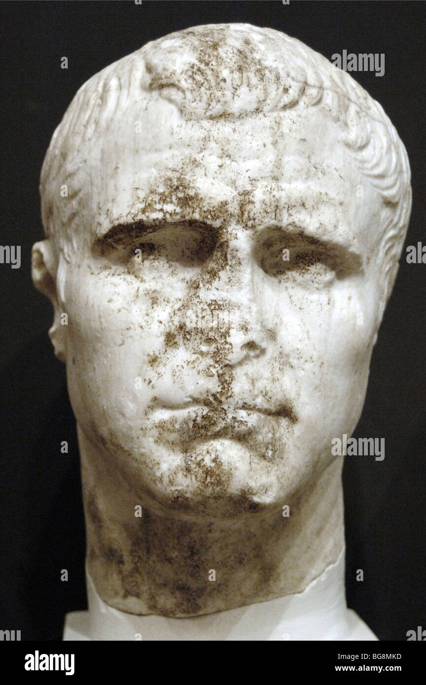 Busto di Marcus Vipsanius Agrippa. Il generale romano e uomo politico, Ottaviano Augusto collaboratore. Foto Stock