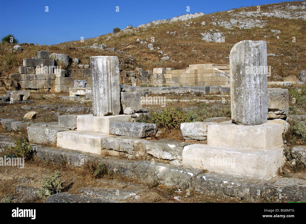 Illiriche di Città del teatro. Terzo secolo A.C. Byllis rovine. L'Albania. Foto Stock