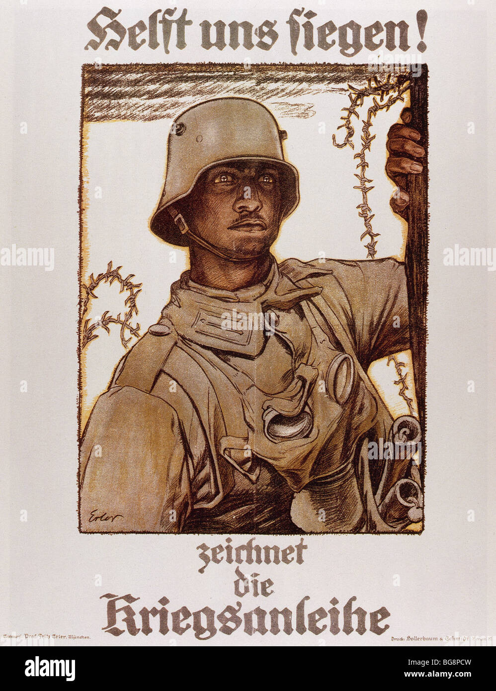 La prima guerra mondiale (1914-1918). Poster ' aiutarci a vincere ' da Fritz ERLER (1868-1940), a cura del governo tedesco. Foto Stock