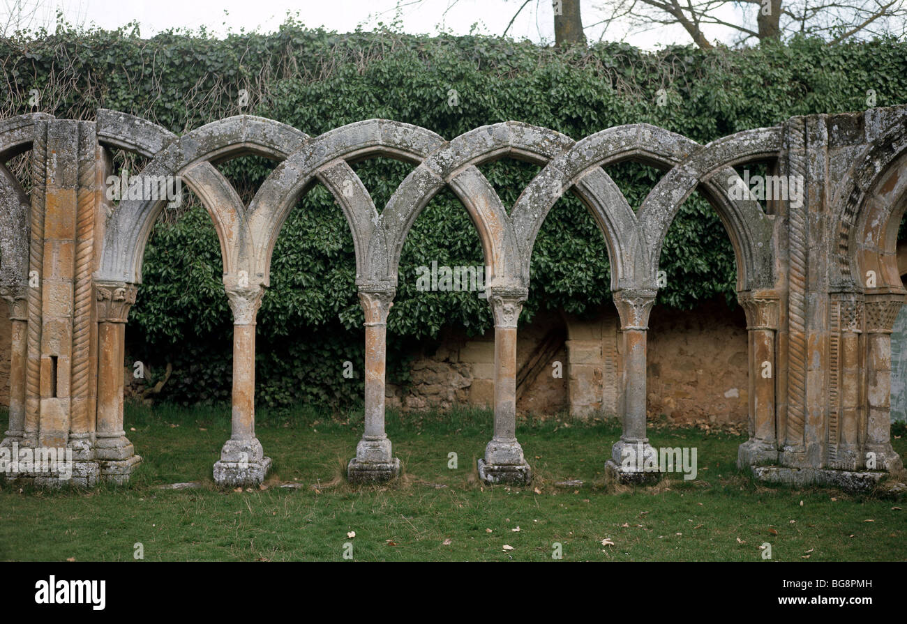 San Juan de Duero. Archi intrecciati del chiostro. Soria. Spagna. Foto Stock