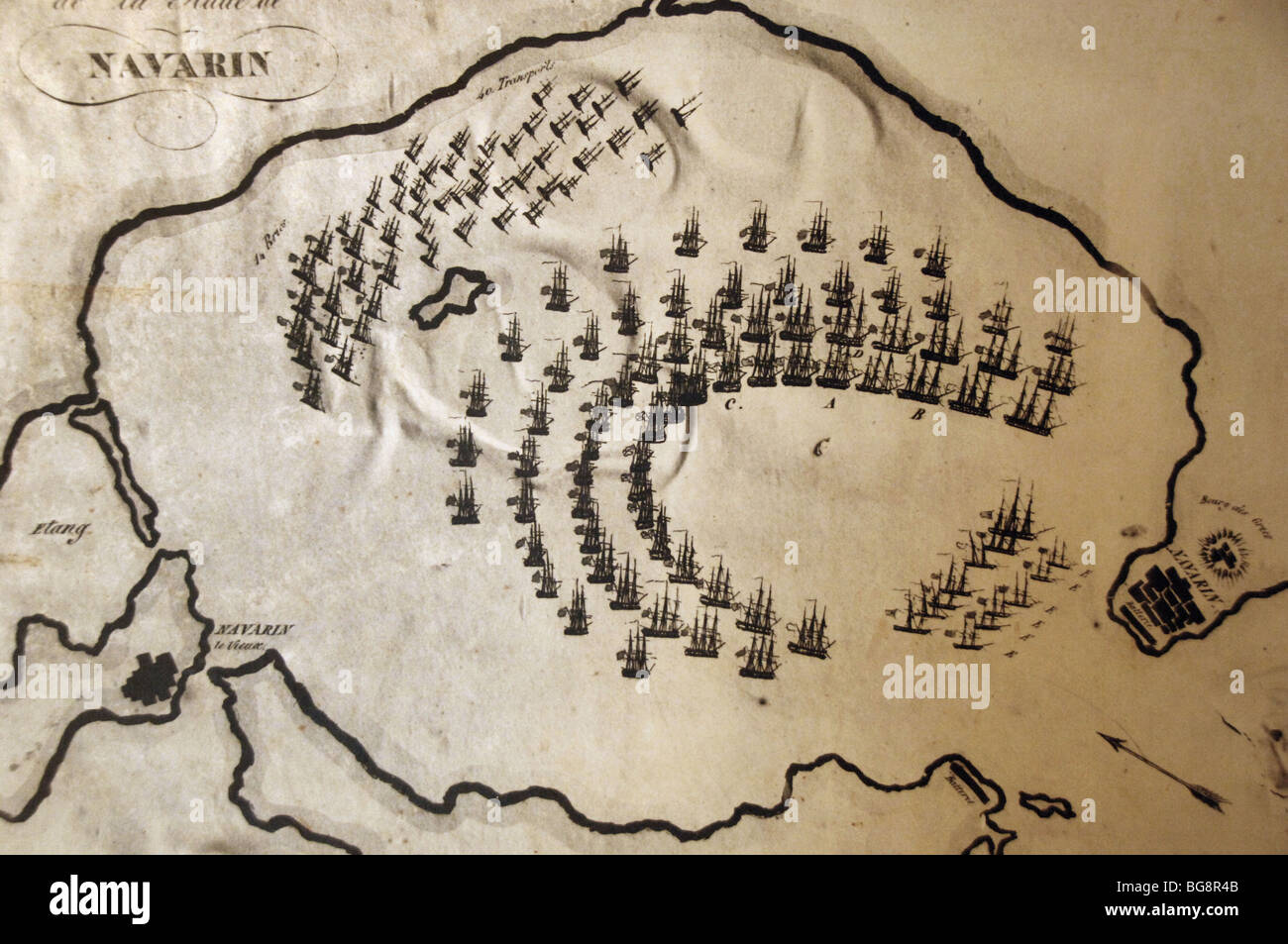 La battaglia navale di Navarino (20 ottobre 1827) nella baia di Navarino (ora Pilos), nel Peloponneso. Foto Stock