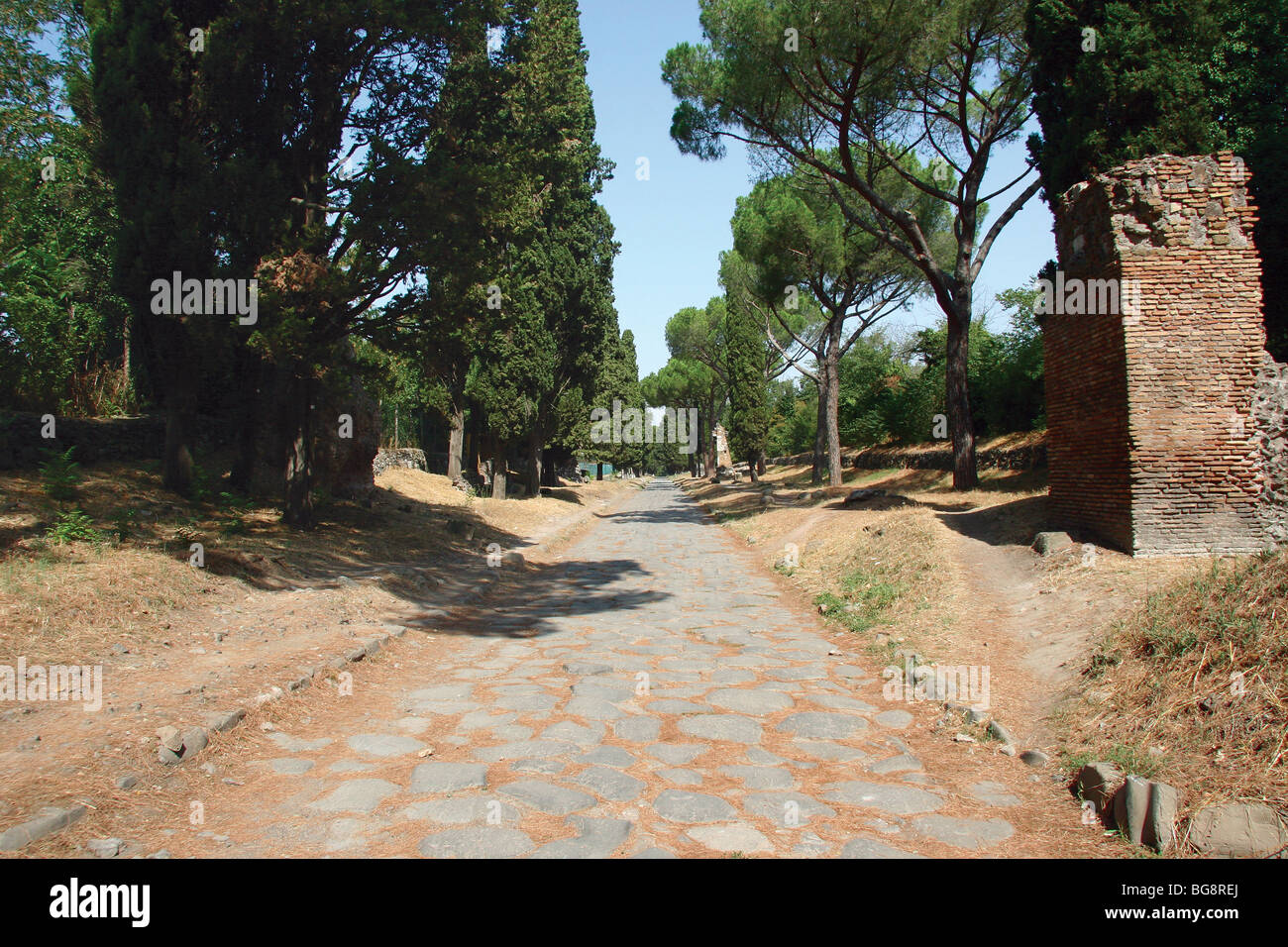 Arte romana. La Via Appia Antica (Via Apia). Strada collegava Roma a Brindisi e la Puglia. Repubblica era. 312 A.B. Roma. L'Italia. L'Europa. Foto Stock