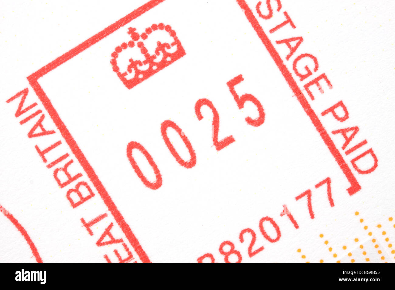 Royal Mail affrancatura postale frank timbro Foto Stock