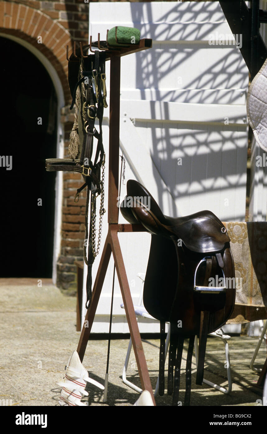 Attrezzatura per cavalli stand Foto Stock