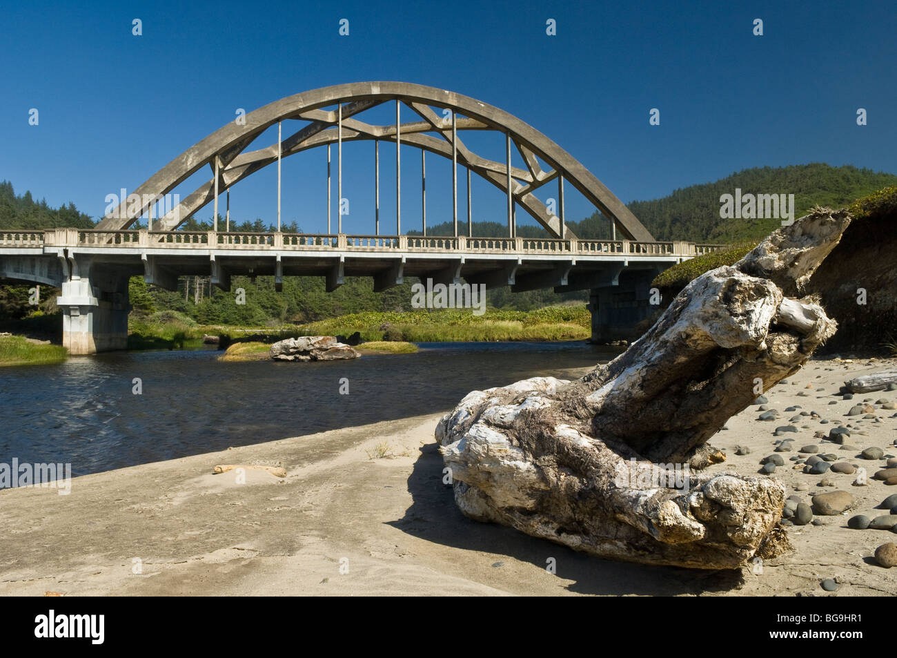 Big Creek Bridge, Highway 101, central Oregon Coast. Foto Stock