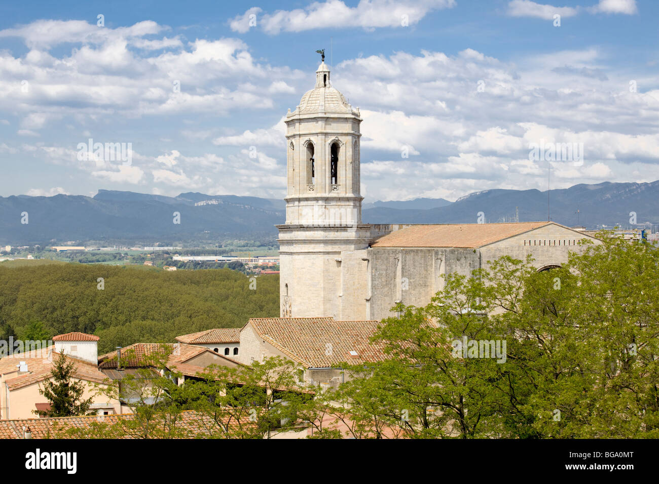Cattedrale di Girona panoramica Foto Stock