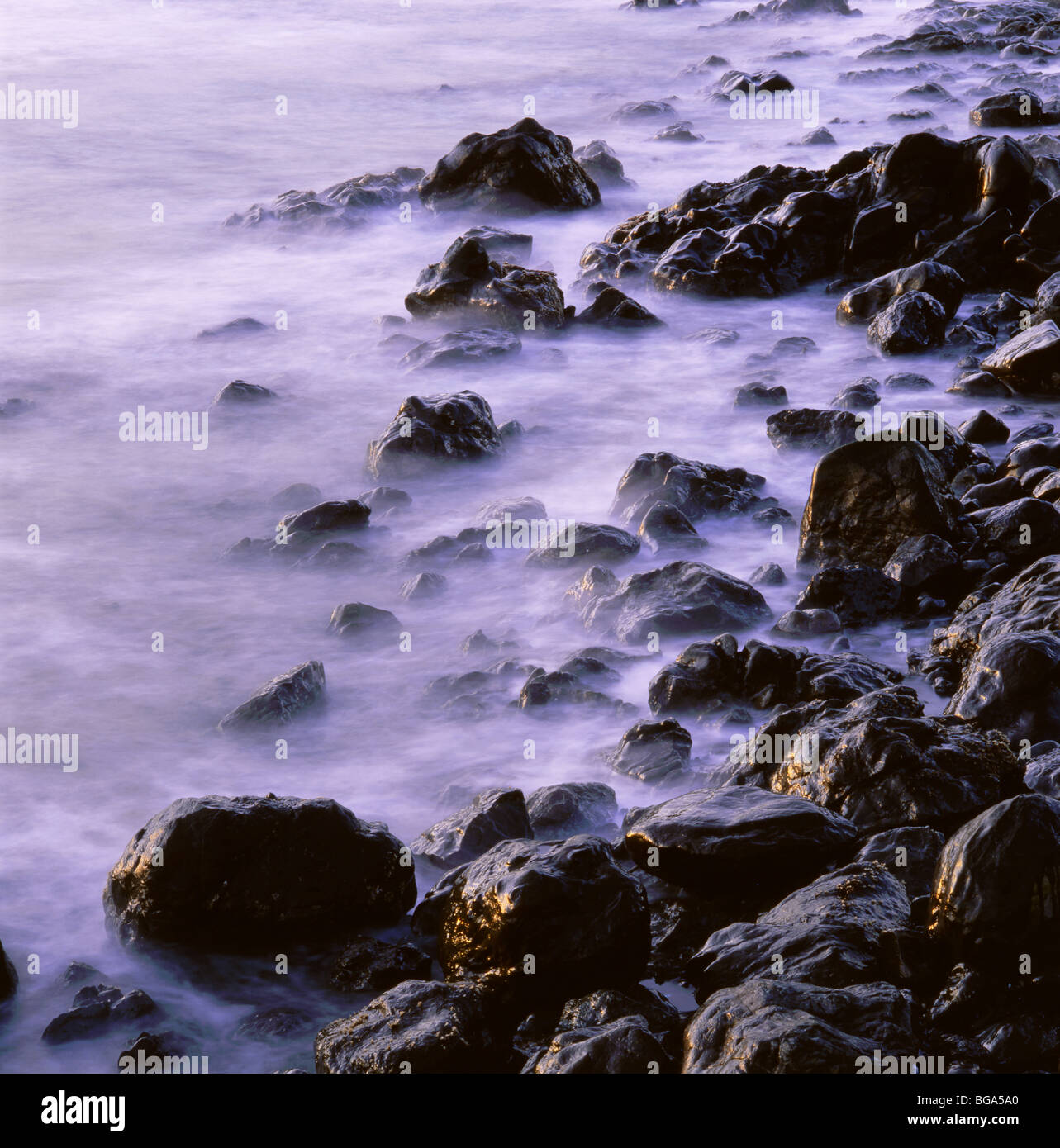 CALIFORNIA - Surf lungo la riva della spiaggia di Muir in Golden Gate National Recreation Area. Foto Stock