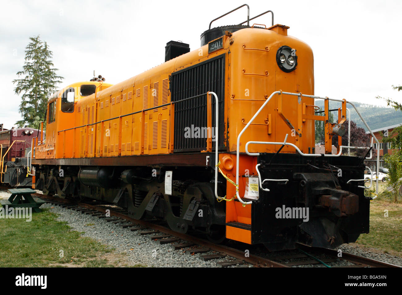 Rame Kennecott Corporation locomotore 201 sul display a Snoqualmie Depot, Snoqualmie Foto Stock