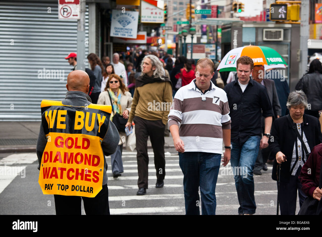 Abbiamo comprare oro, diamanti, orologi a Manhattan, New York City Foto Stock