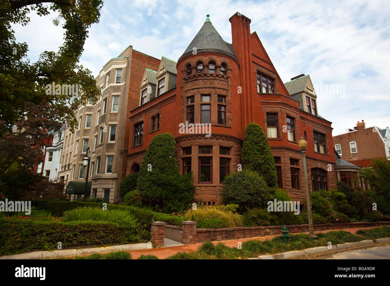 La porta verde, Richardsonian storico palazzo romanico in Dupont Circle in Washington DC Foto Stock