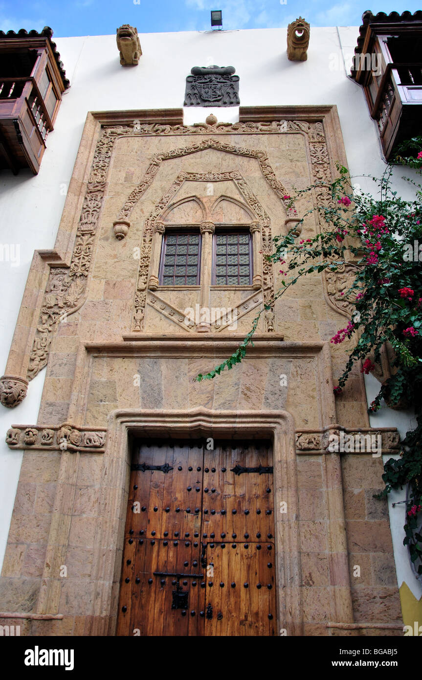 Porta decorativa, Casa de Colon, Vegueta, Las Palmas de Canaria, Gran Canaria Isole Canarie Spagna Foto Stock