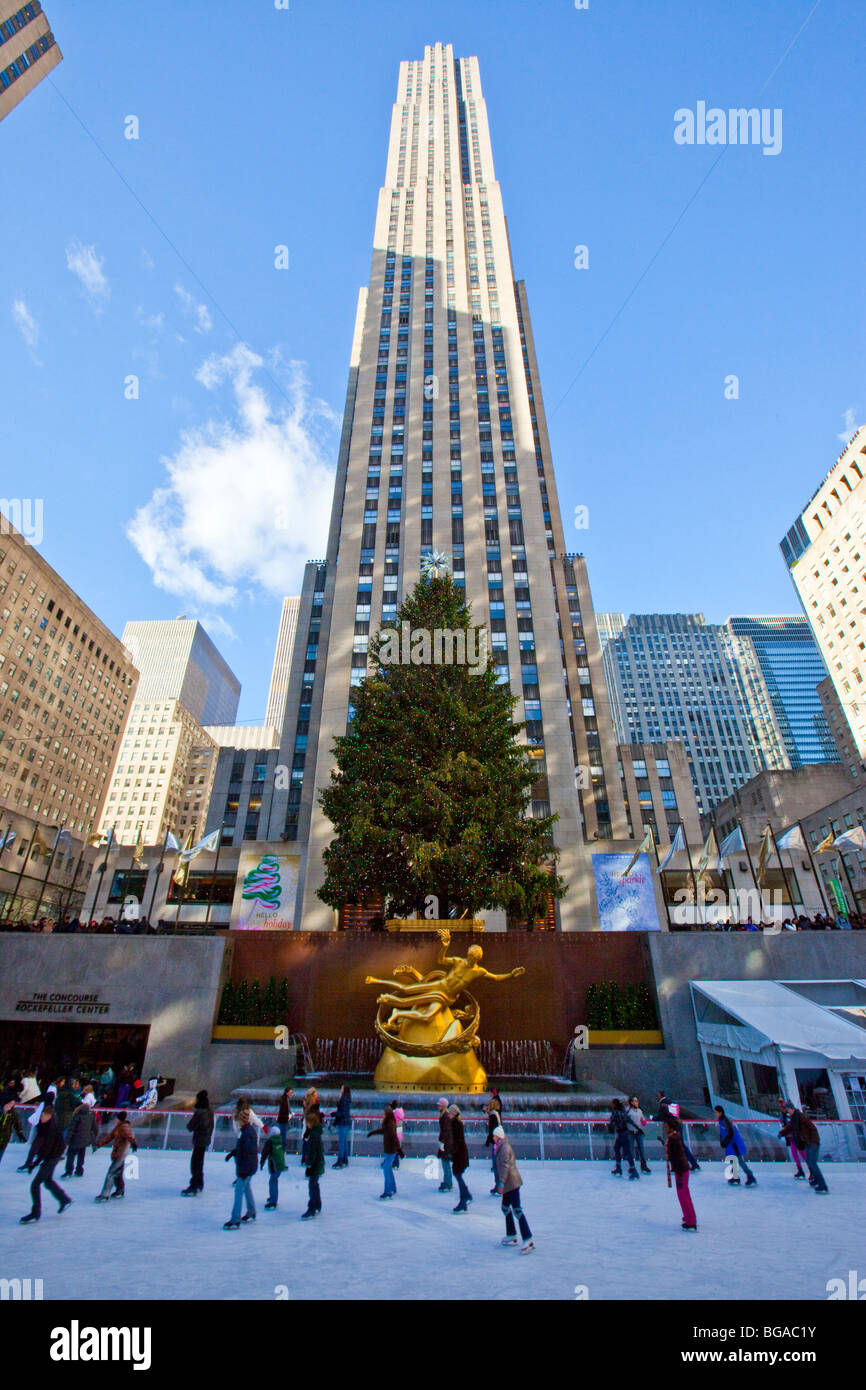 Natale al Rockefeller Center di Manhattan, New York City Foto Stock