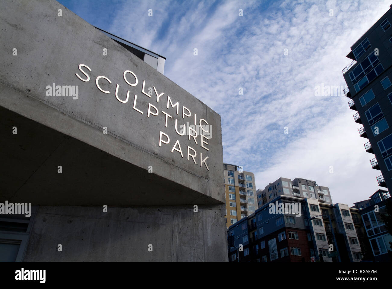 L'Olympic Sculpture Park segno. Foto Stock