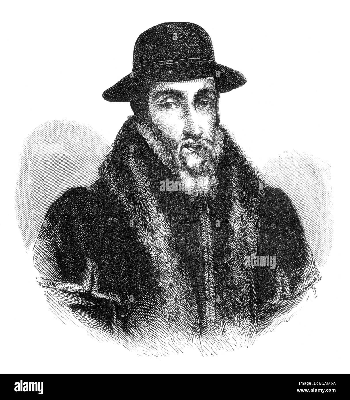 Illusration; Ritratto di John Fox o Foxe, Martyrologist ed ecclesiastico inglese 1517 a 1587 Foto Stock