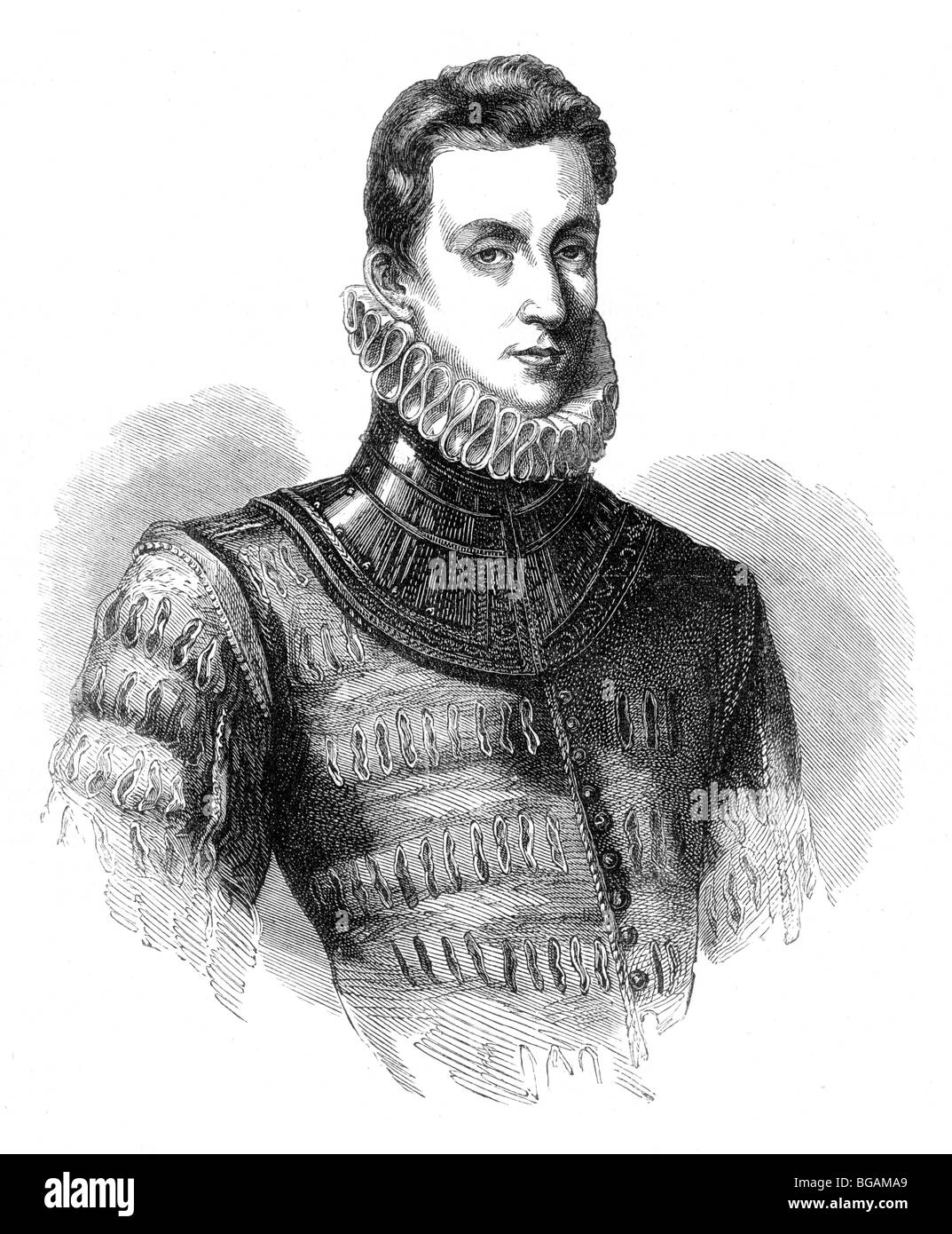 Illustrazione; Ritratto di Sir Philip Sidney, poeta inglese b 1554 D 1586 Foto Stock