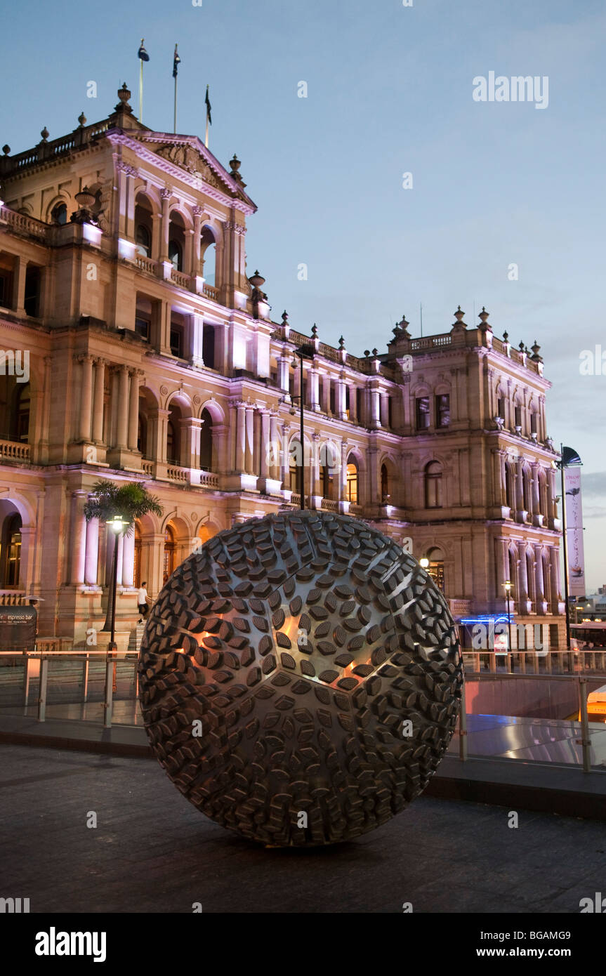 'STEAM', arte pubblica il lavoro di fronte al Treasury Casino edificio, Brisbane, Queensland, Australia Foto Stock