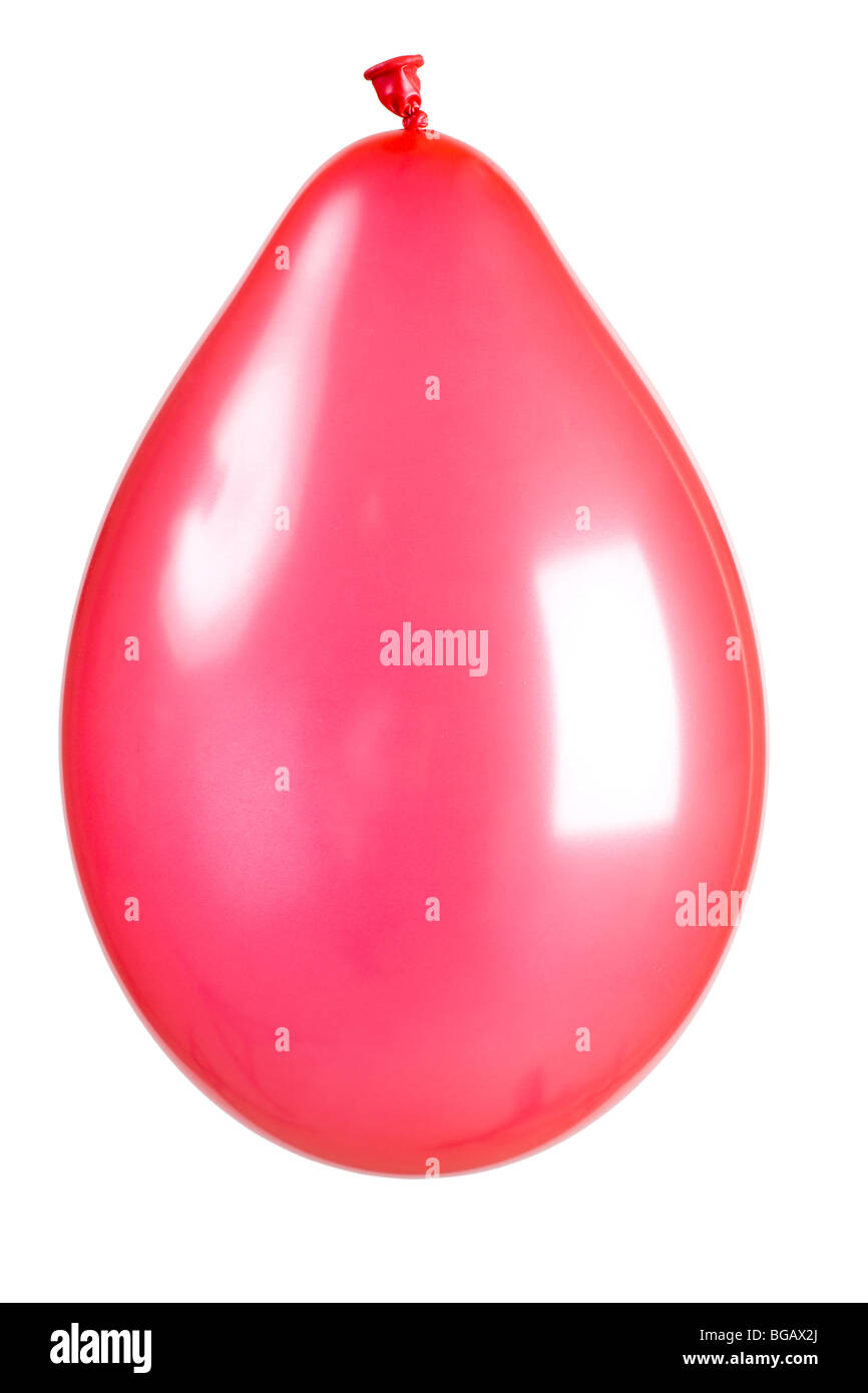 Un palloncino rosso isolato su bianco con tracciato di ritaglio Foto Stock