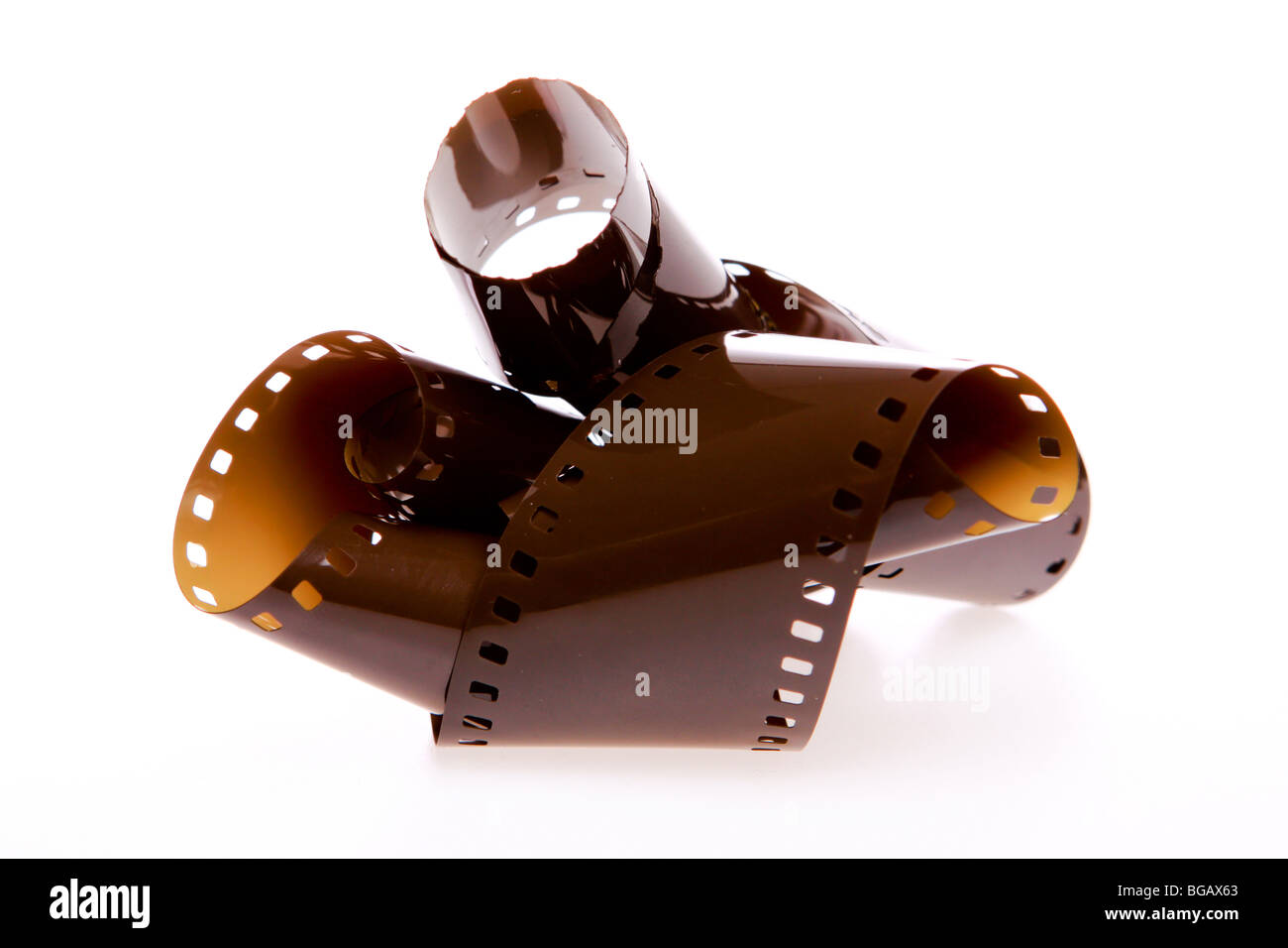 Vecchio rovinato filmroll girato in bianco, tessitura grossolana per il film Foto Stock