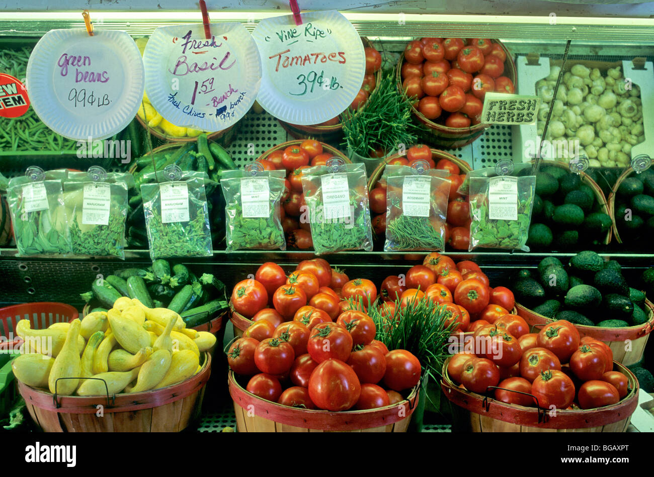 Verdure fresche a produrre stand, California Foto Stock