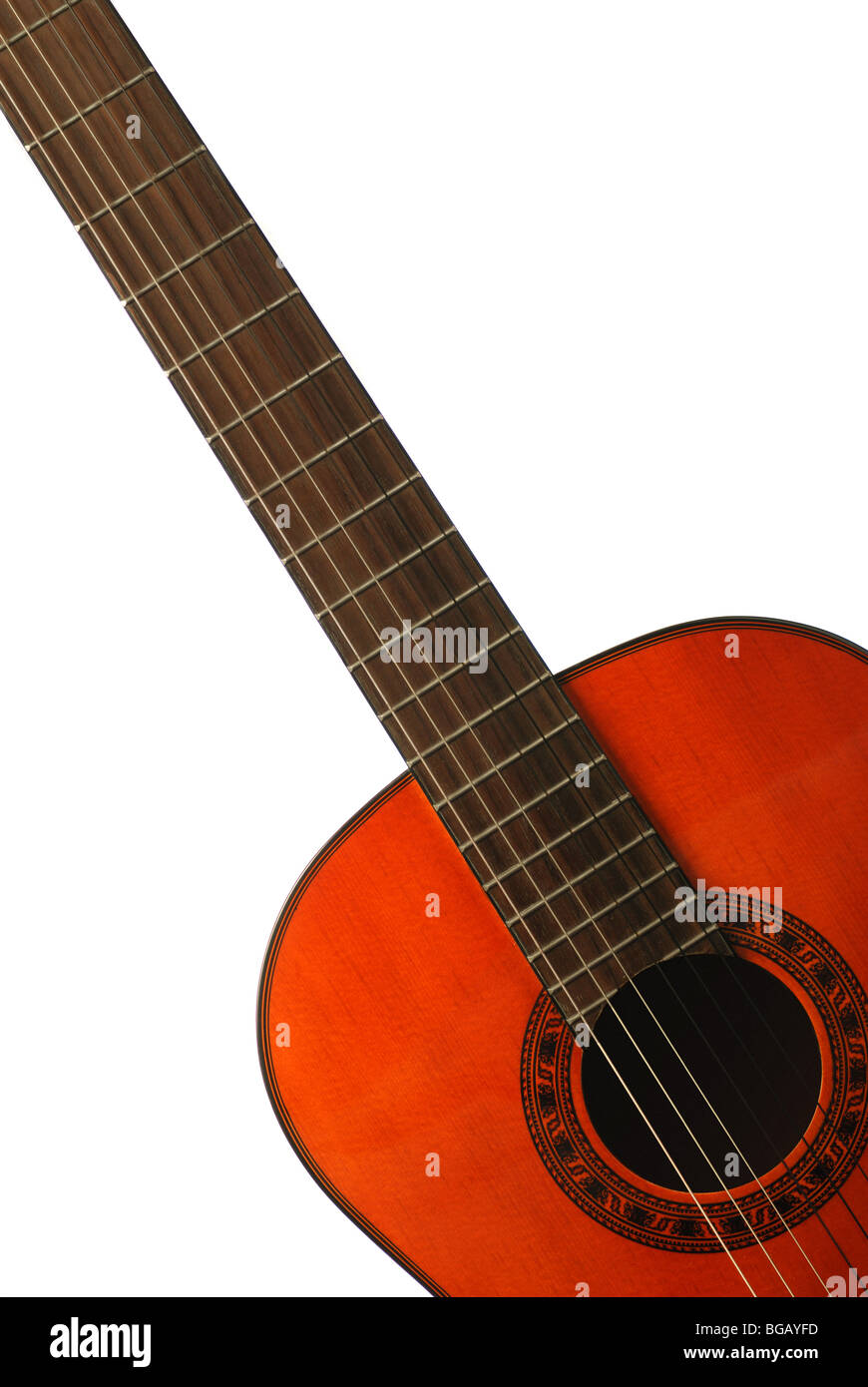 Sei acustico-string chitarra. Coperti da una vernice di color marrone Foto Stock