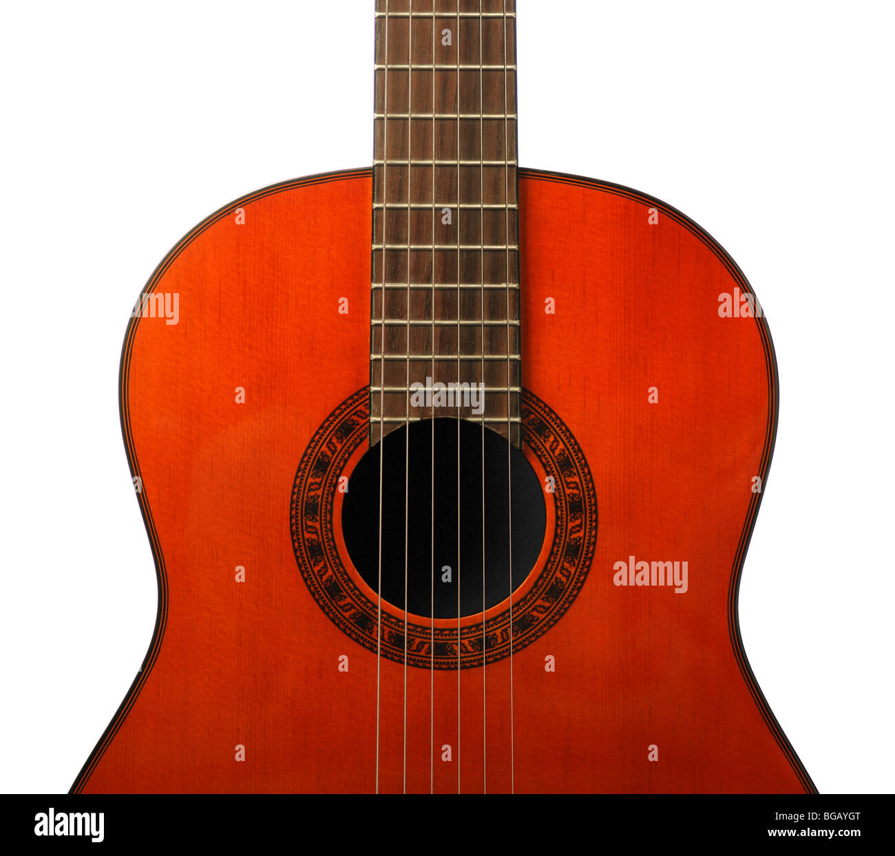 Sei acustico-string chitarra. Coperti da una vernice di color marrone Foto Stock