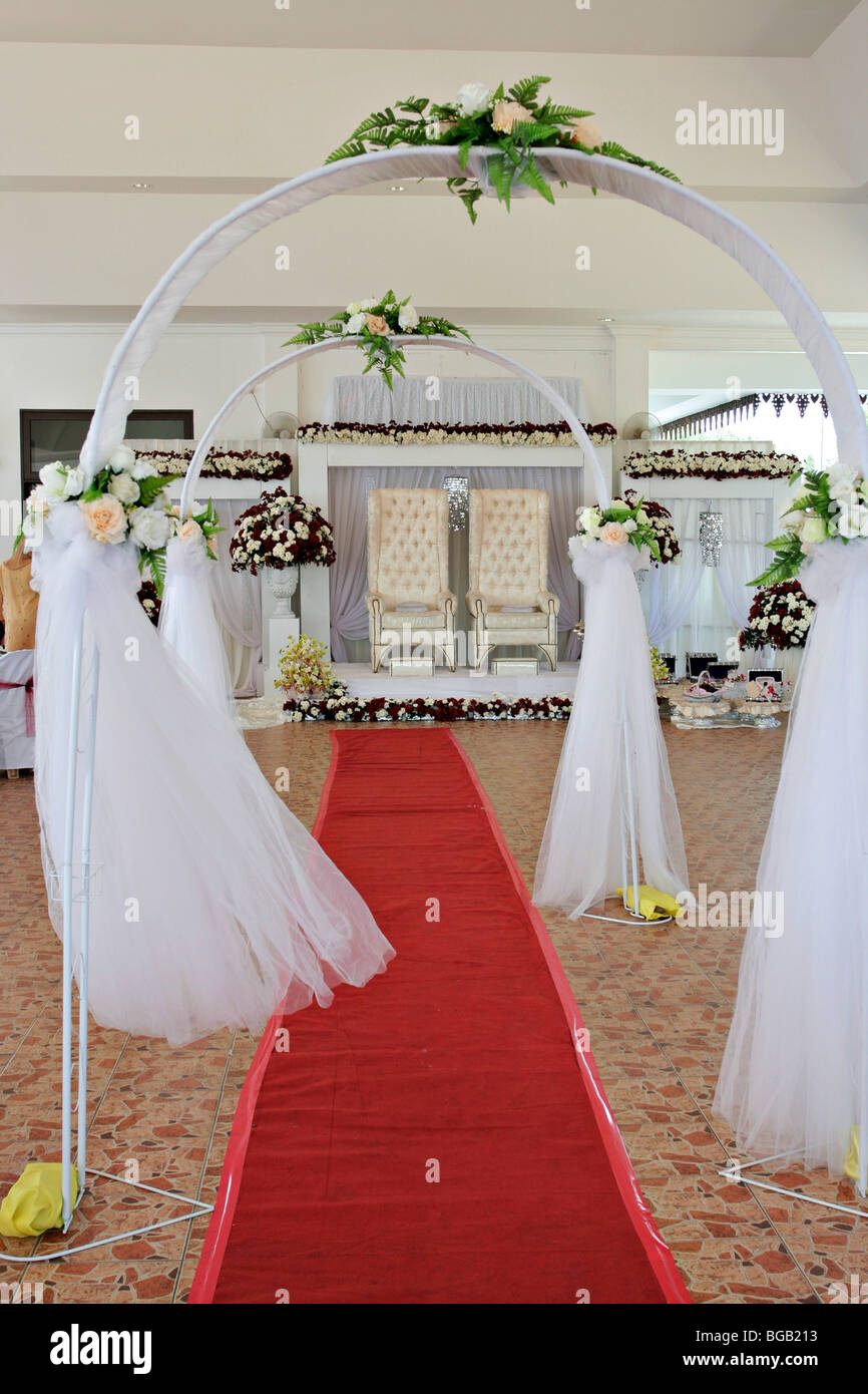 Tradizionale Matrimonio di Malay palco in Terengganu, Malaysia. Foto Stock