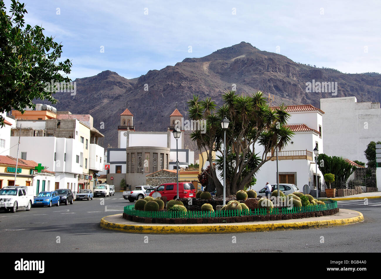 Centro città di San Nicolas De Tolentino, Aldea de San Nicolás comune, Gran Canaria Isole Canarie Spagna Foto Stock